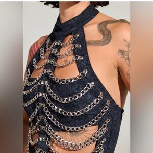Chain Embellished Halter Top
